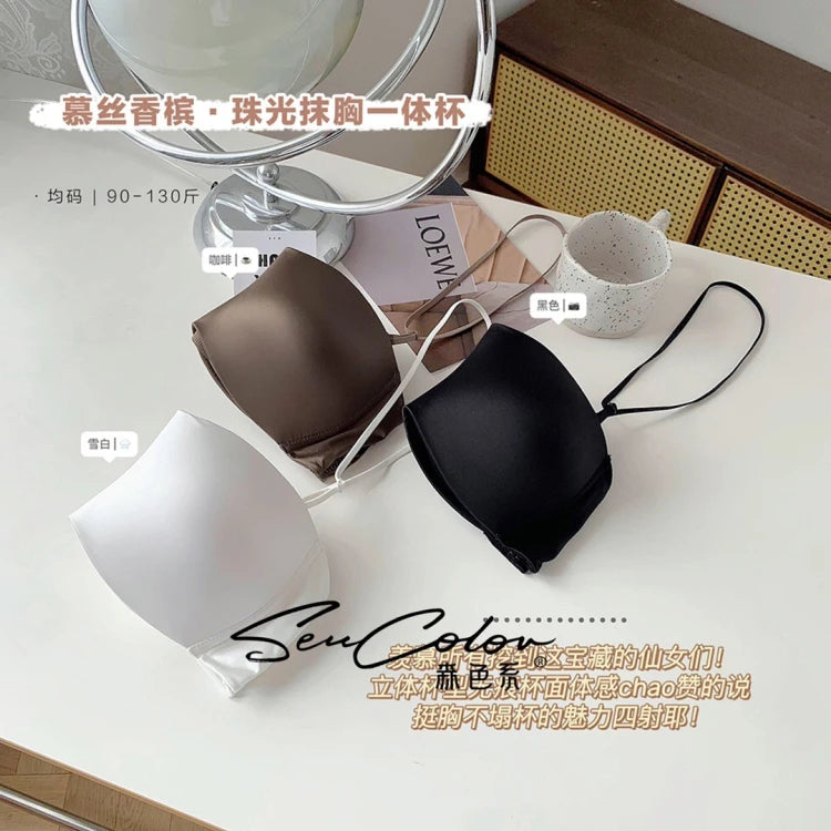 Premium Satin Convertible Bra Japanese Style Strapless Halter Versatile Wear Seamless Comfort Lingerie for Women CA S-XL MOYISU