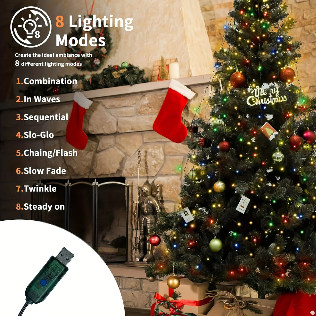 1PC 280/400LED Waterfall Fairy Light, USB Curtain Wreath Light, Christmas Gift, Black Friday, for Courtyard,Eaves,Christmas Tree