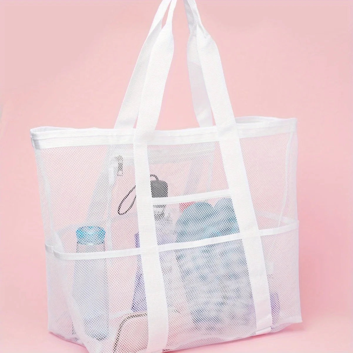 Large Mesh Beach Bag Oversized Waterproof Swim Bag with Separate Wet Pocket Multi Purpose Travel Tote for  Beach Tote