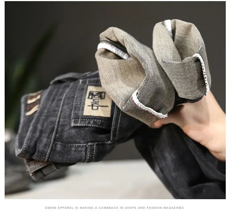 New Arrivals Men's Jeans High-end Brand Embroidery China Casual Slim Boyfriend Pants winter  Autumn Jeans Black Luxury Pants