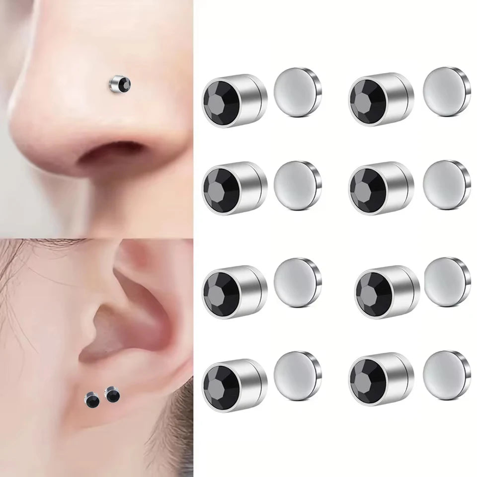 ZAKOL 1/8pcs Magnetic Faux Nose Studs Personalized Punk Style Fashion No Piercing Magnetic Ear Clip Unisex Jewelry