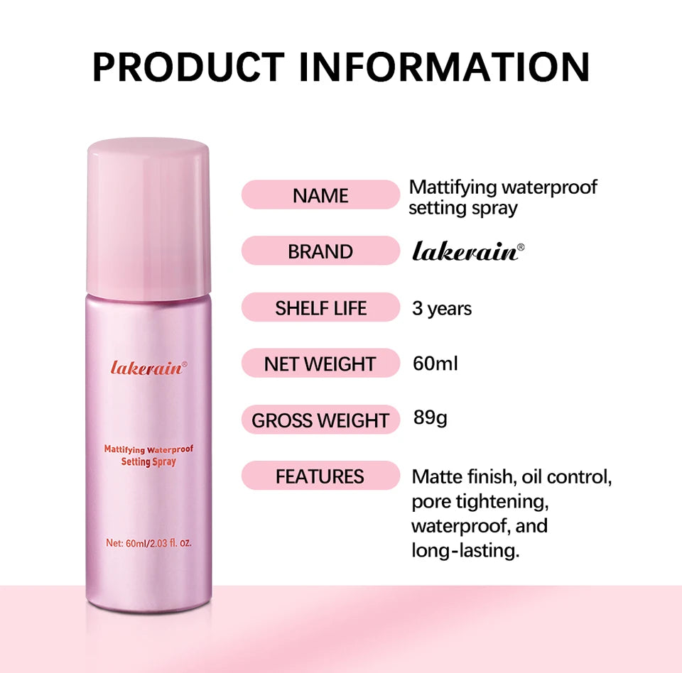 Long-Lasting Setting Spray Glossy Matte Base Makeup Oil Control Waterproof Moisturizing Make-up Fixer Spray for All Skin Style