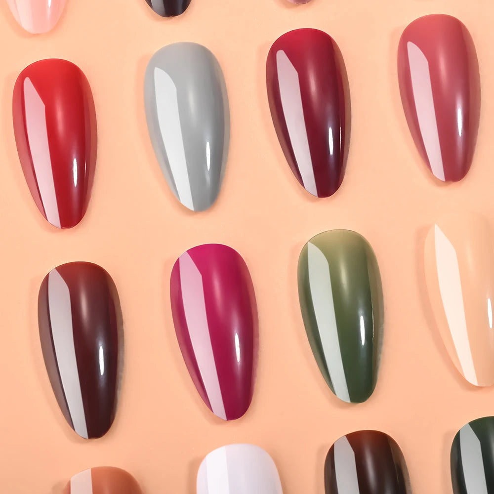 288Pcs Mixed Color Medium Almond False Nails Acrylic Full Cover Fake Nails for Women Wearable Press on Nails DIY Nail Extension