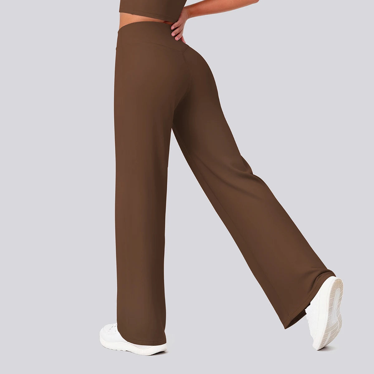 Rooftrellen Women's Sports Pants Bell-bottoms High Waisted Gym Loose Wide Leg Pants Solid Color Thin Fitness Sports Female Pants