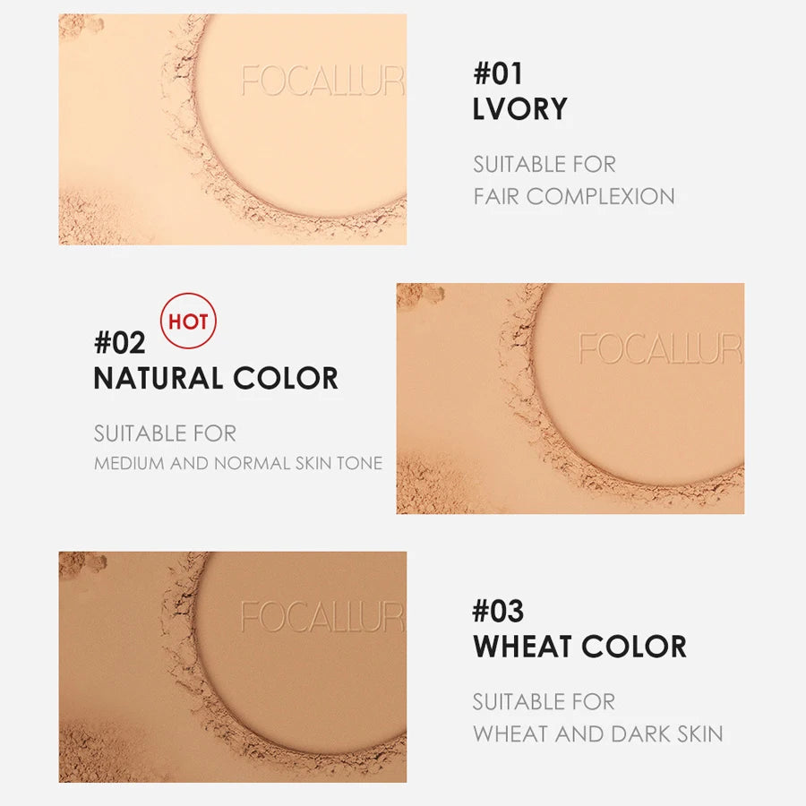 Mineral Face Pressed Oil Control Natural Foundation Powder 3 Colors Smooth Finish Concealer Setting