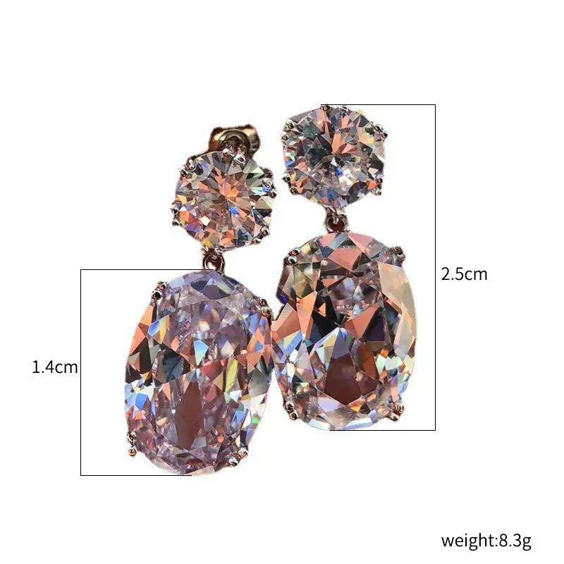 Trendy Square Zirconia Drop Stud Earrings For Women Girls Gold Color Metal Crystal Stone Pendant Ears Accessories Jewelry Gifts