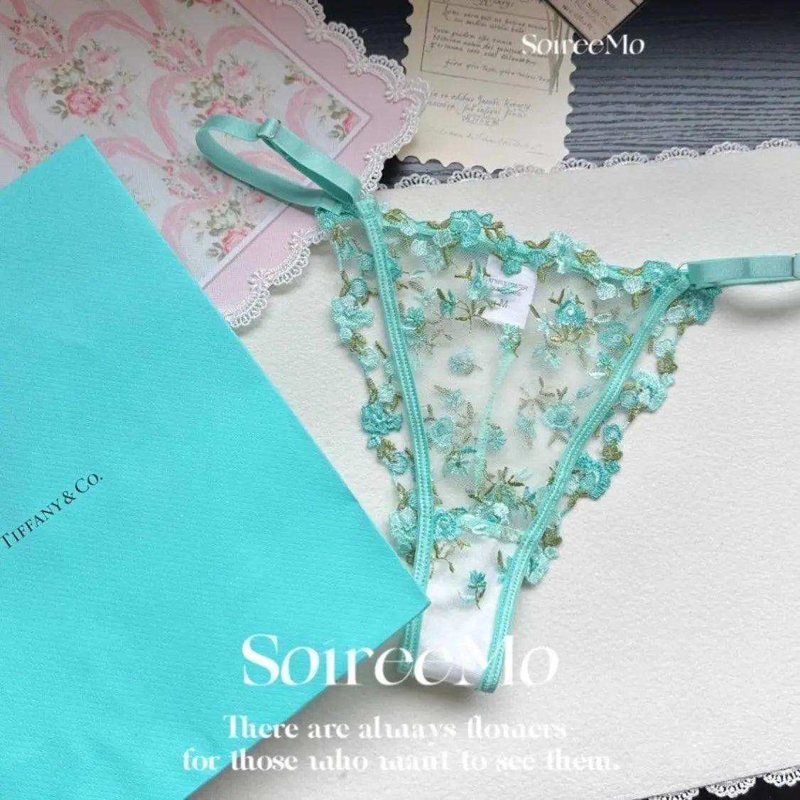 French Sheer Floral Sensual Lingerie Set Ultra Thin See Through Bralette with Soft Or Women Large Bust Support S-XL 32-38 MOYISU