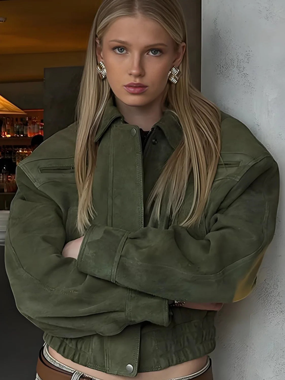 Vintage Women Leather Jacket 2026 New Autumn Winter Solid Zipper Lapel Collar Short Coat Long Sleeve Pockets Fashion Outerwear