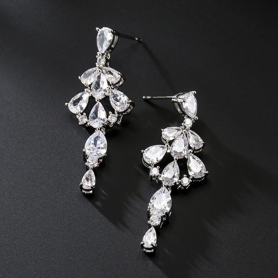 ZAKOL Korea Marquise Zircon Leaf Dangle Earrings for Women Fashion Bridal Wedding Party Jewelry Drop Shipping EP2168