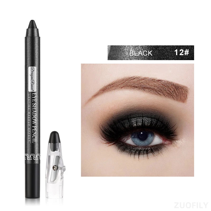12 Color Highlighter Eyeshadow Pencil Waterproof Glitter Matte Nude Eye Shadow Makeup Pigment Cosmetics Blue White Eyeliner Pen