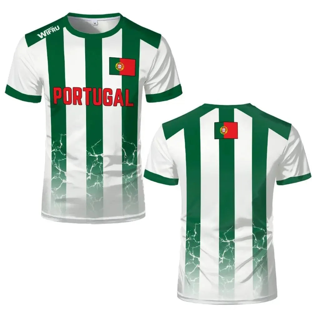 2026 Summer Portugal Flag Print Soccer Jersey 3D Print Breathable Quick Dry Family Style for Kids Adults Outdoor Training Sports