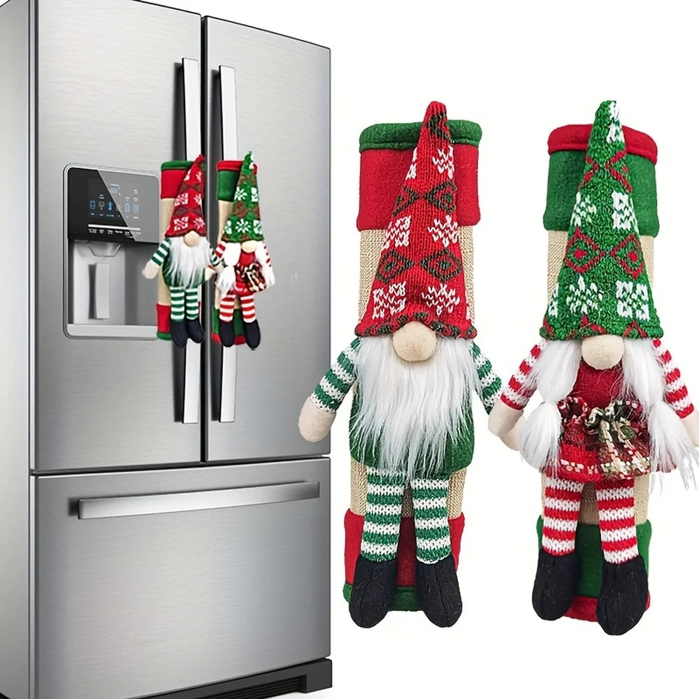 Christmas Refrigerator Handle Covers Set of 2 Snowman Refrigerator Decor Santa Claus Handle Cover Christmas Decor