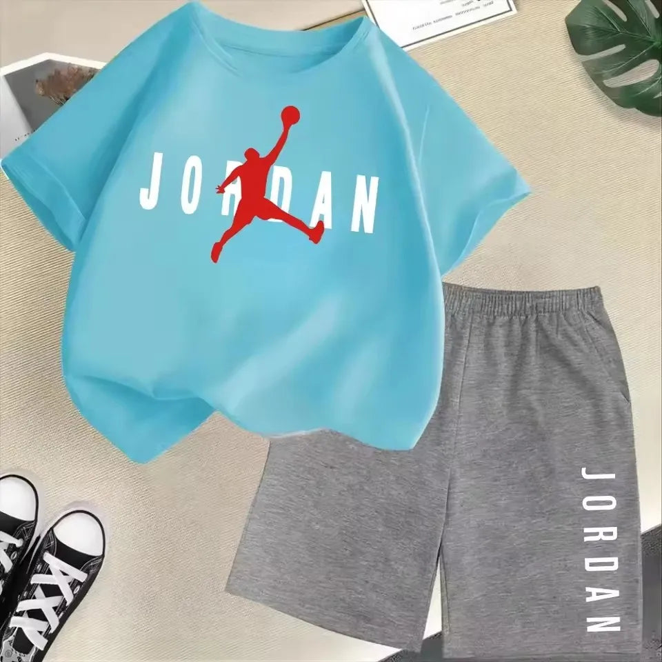 Summer Short Sleeve Children Set Slam Dunk Master Pattern Print Sports T-shirt+Shorts 2pcs Set Kids Boys Girls Fashion Tracksuit