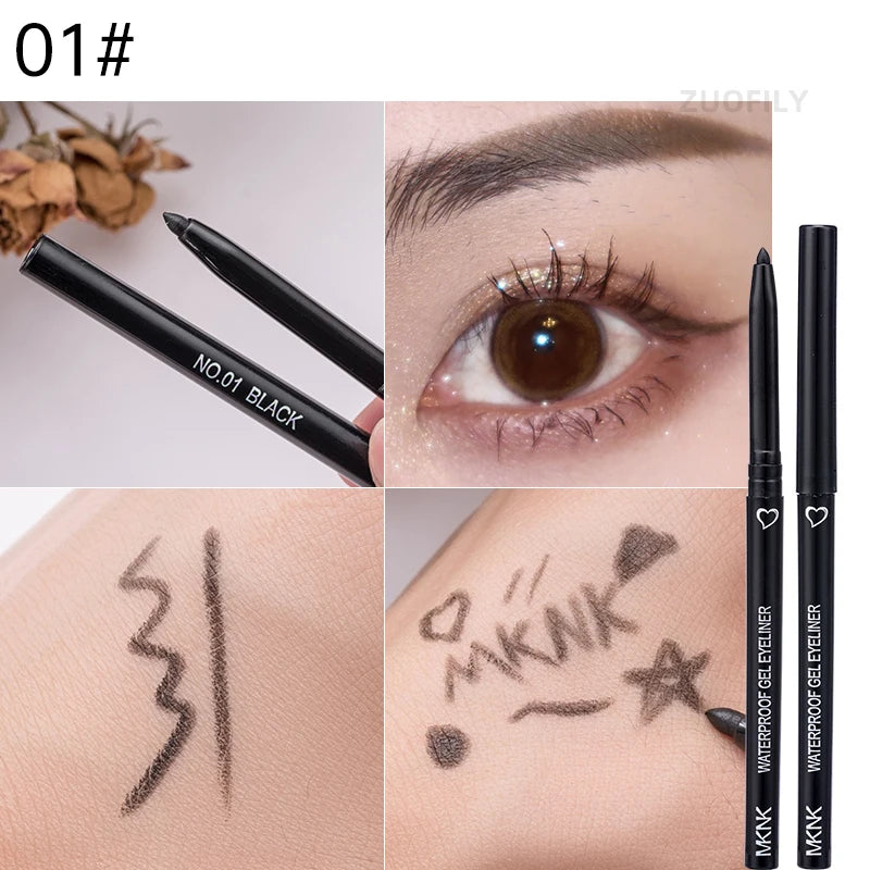 1pc Waterproof Eyeliner Gel Pencil Matte Silkworm Eyeliner Pen Brown Lasting Not Blooming Quick Drying Eye Liner Gel Pen Makeup
