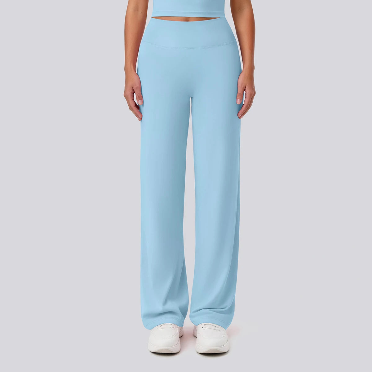 Rooftrellen Women's Sports Pants Bell-bottoms High Waisted Gym Loose Wide Leg Pants Solid Color Thin Fitness Sports Female Pants