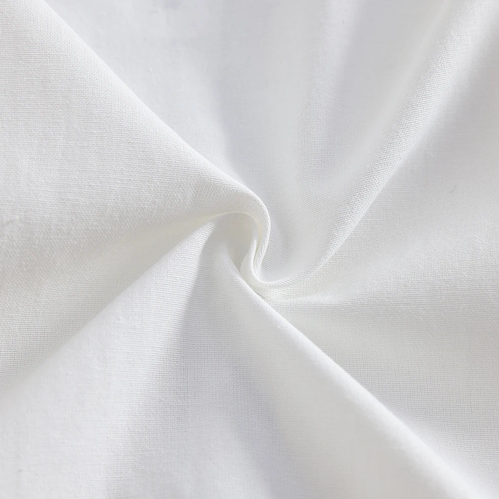 Boys' White Long Sleeve Shirt Embroidery Casual Cotton Button-Down Top for Kids 5-12 Years Old