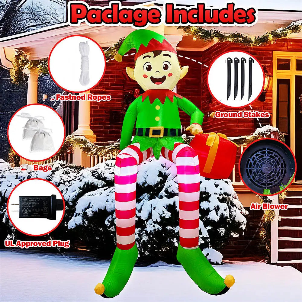 1PC Christmas Inflatable Climbing Window Santa Claus/Sitting Elf Model , For Xmas Party Indoor Gift Decoration Props