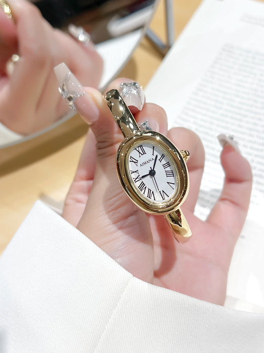 Gold Oval Women’s Watch – Roman Numeral Dial