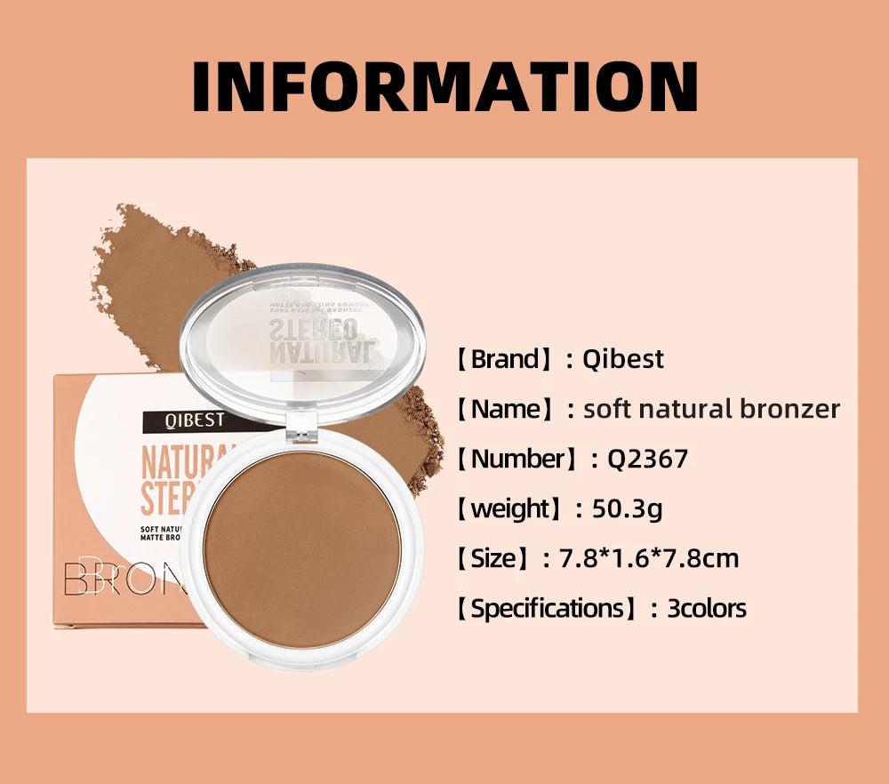 QIBEST Face Bronzer Makeup Contour Shading Powder Trimming Powder Cosmetic Face Concealer Highlighter Bronzer Palette For Women