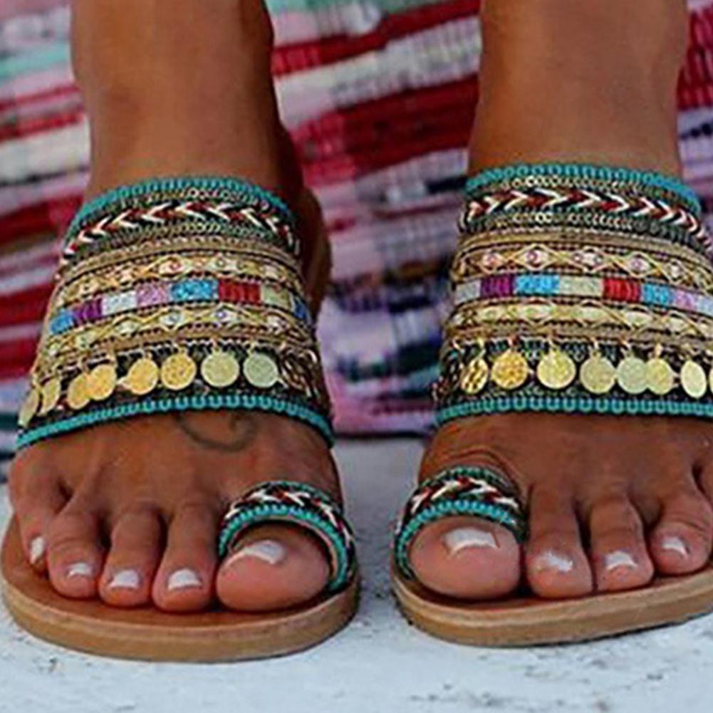 Stylish Women Flip Flops  Tassel Trendy Sandals  Bohemian Knitted Upper Flip Flops with Clip Toe Ring