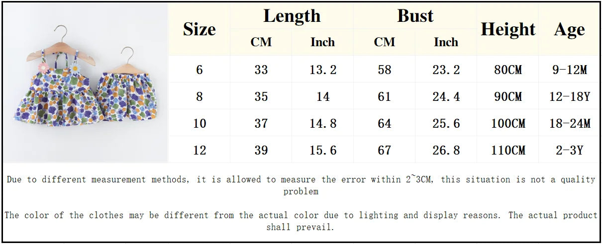 Summer 2-piece/set baby girl suspender set baby girl cartoon colored