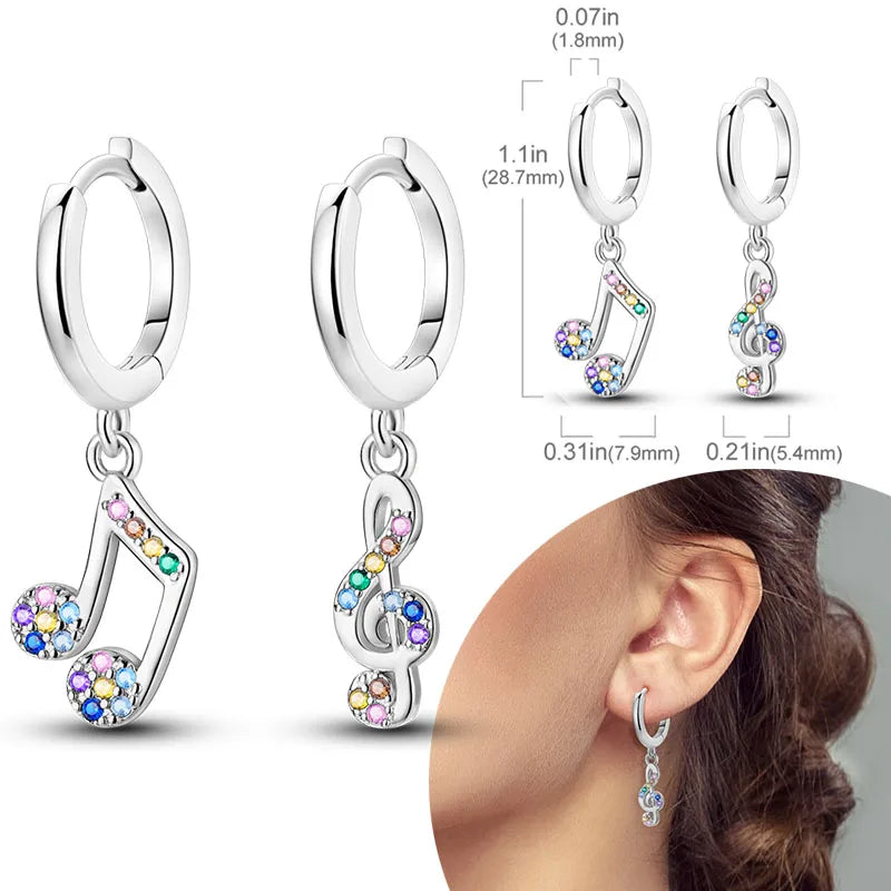 925 Sterling Silver Hoop Earrings with Zircon