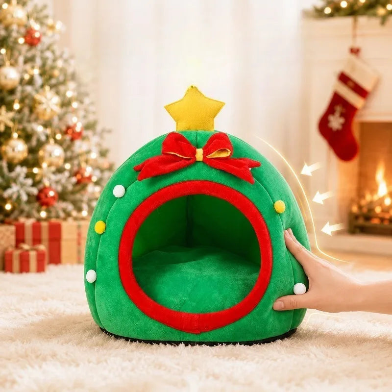 Sleeping in Autumn and Winter, Christmas Indoor Household Small Dog Litter, Cat Litter, Kennel Semi-closed, Safe and Warm