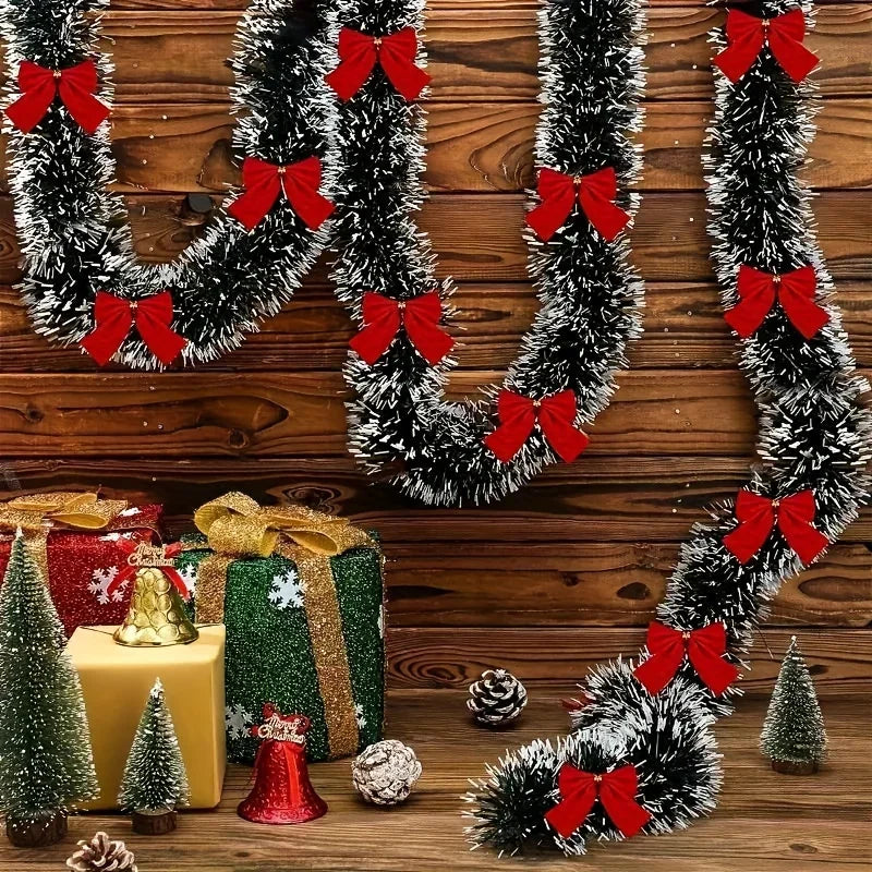 10M Christmas Eve Decoration Bar Tops Ribbon Garland Christmas Tree Kitchen Ornaments Wedding Party Decoration Prop