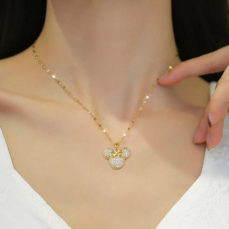 Fantastic Crystal Gold-Color Butterfly Necklace For Women Rhinestone Symmetrical Pendant Accessories Party Jewelry Gifts