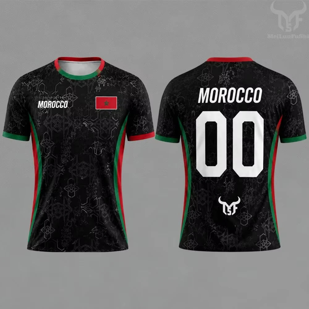 2026 Morocco Flag Print Jersey 3D Printed Breathable Quick Dry Family Style for Kids Adults Fashion Streetwear Sports Fitness