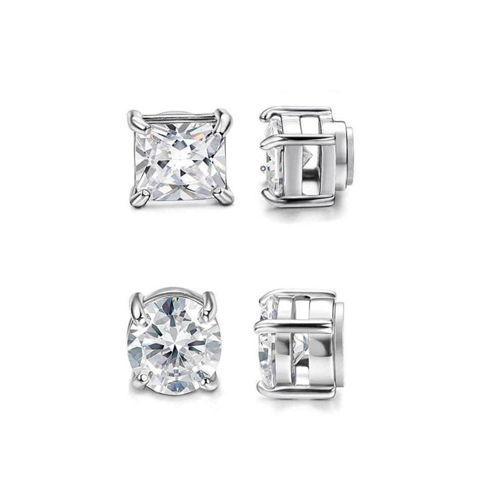 ZAKOL Crystal CZ Strong Magnetic Ear Stud Clip Earrings for Men Women Punk Round Zircon Magnet Earrings Non Piercing Jewelry