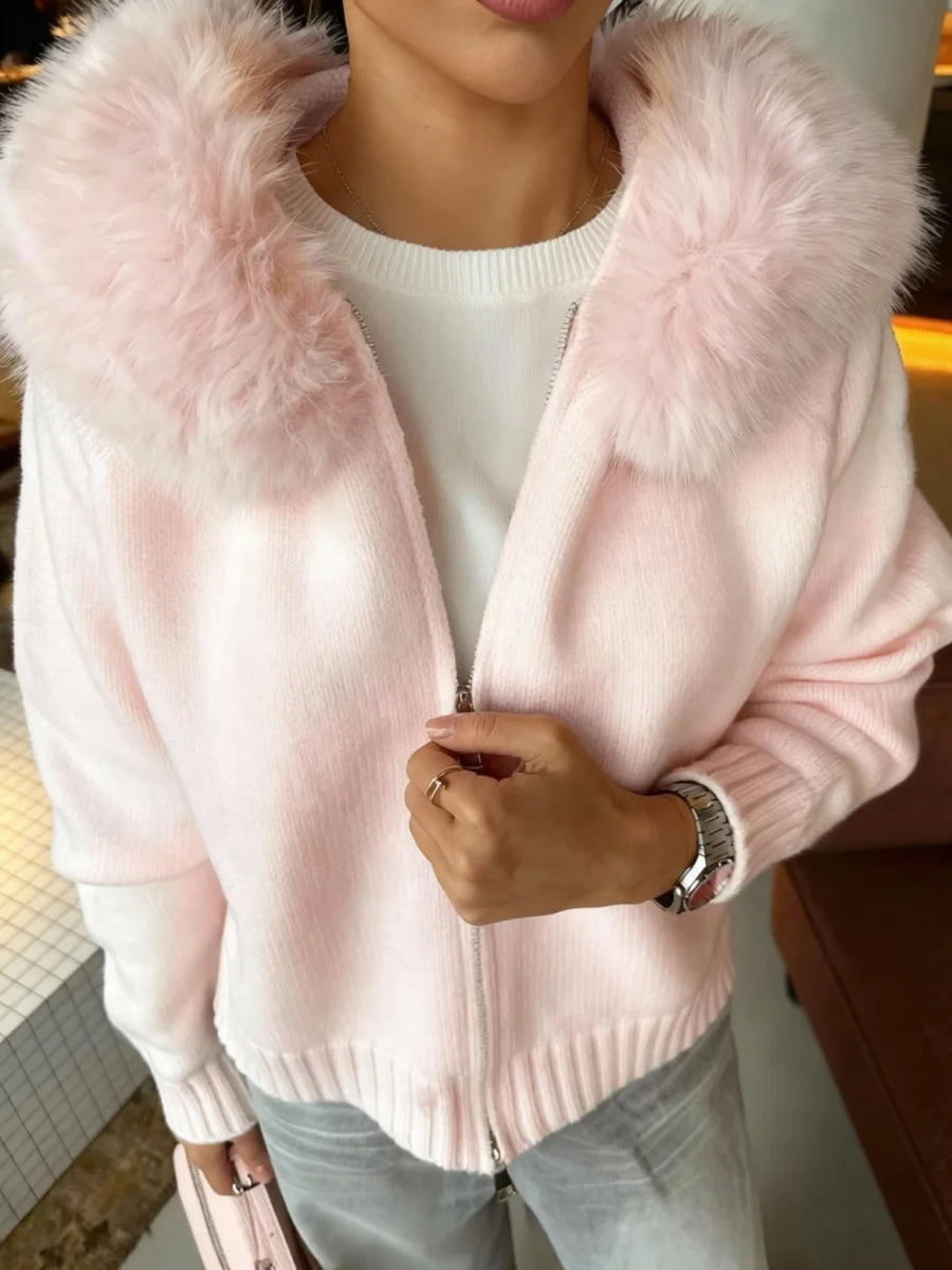 Women Casual Solid Thick Knitted Cardigan Long Sleeve Zipper Patchwork Loose Fit Coats 2026 Autumn Winter Female Basic Knitwears