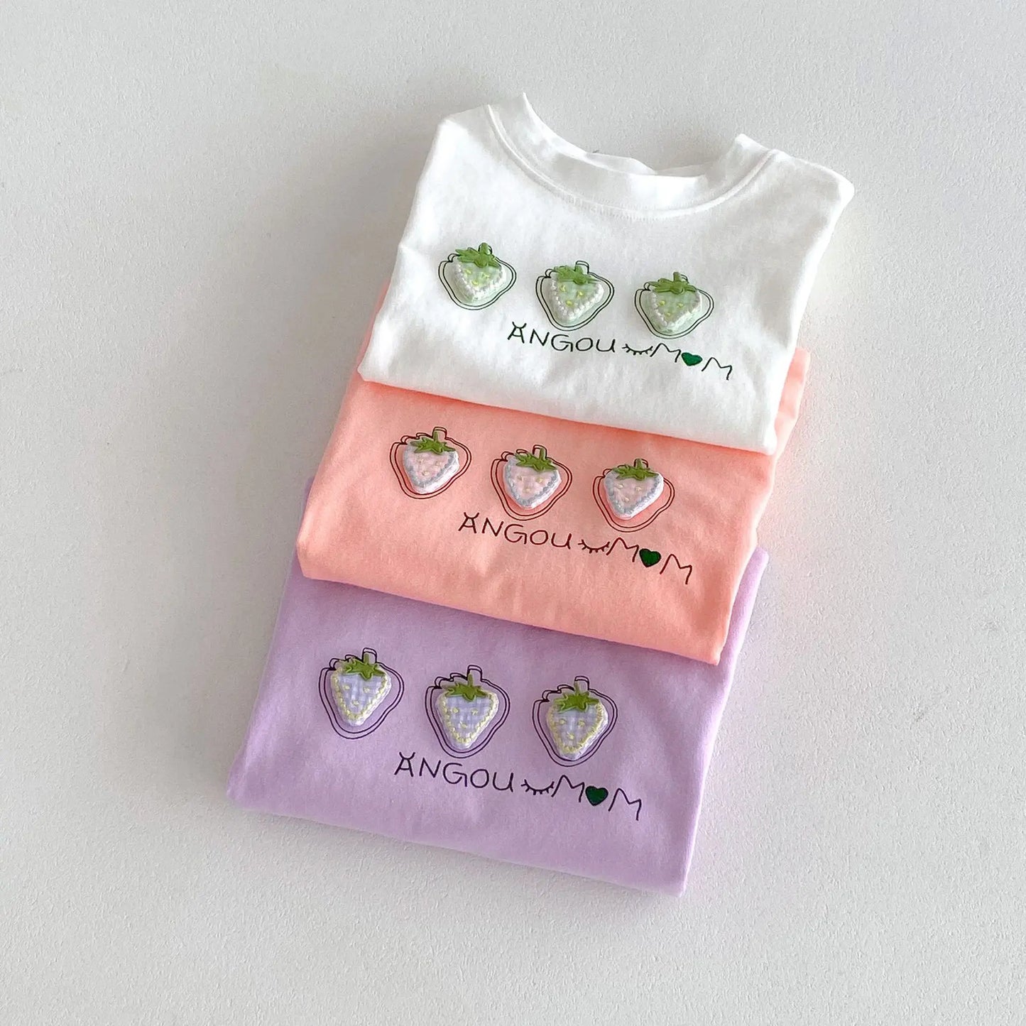 Summer Newborn Infant Baby Boy Girls' Cute Cartoon Strawberries Printing T-Shirt Muslin Perfect For Kids' Fashion Baby Clothing