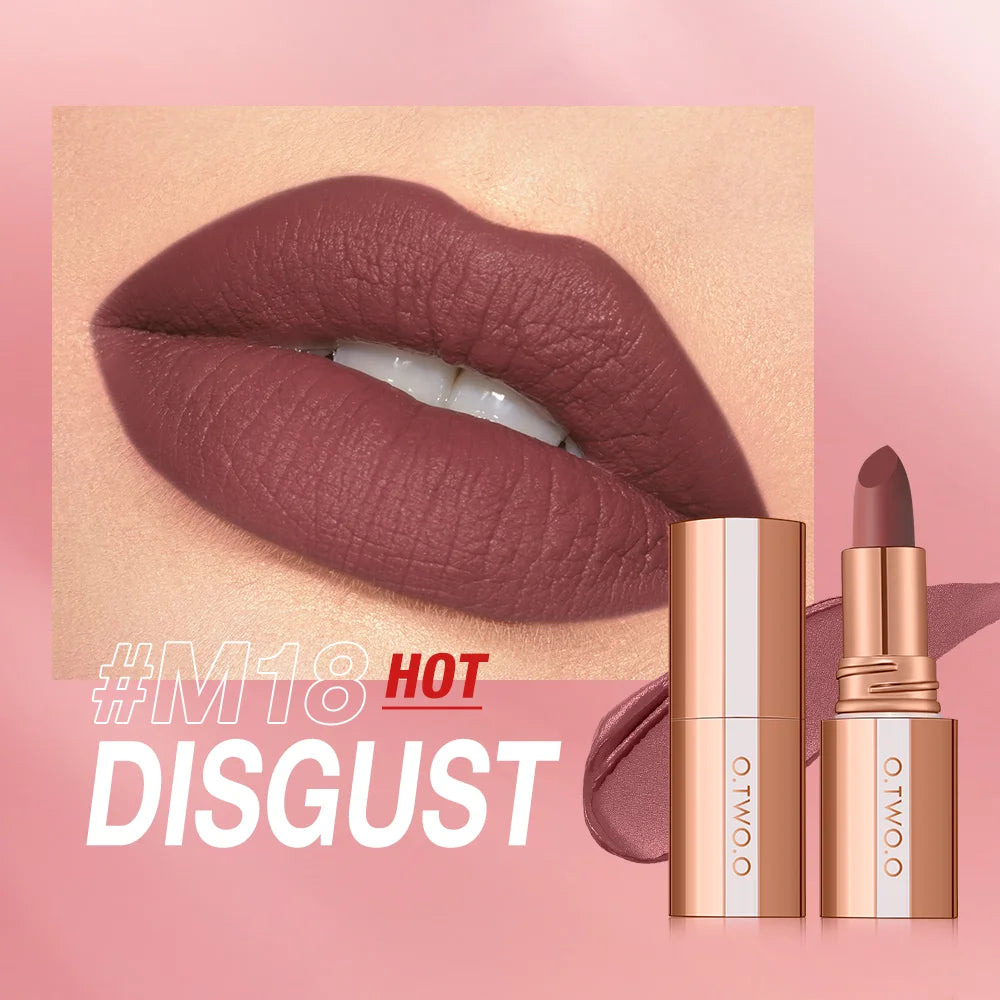 O.TWO.O Matte Lipstick Lip Tint 14 Colors Waterproof Long Lasting Non-transfer Smooth Highly Pigmented Velvet Lip Sticks Makeup