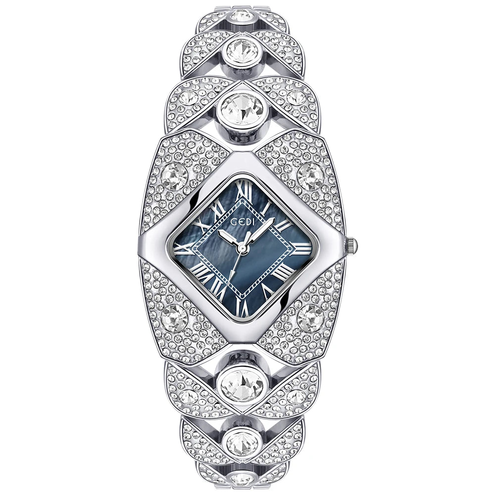 Luxury Diamond Inlaid Women’s Watch – Roman Numeral Dial