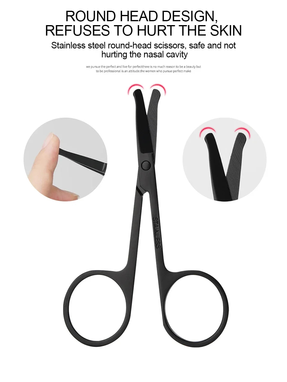 Stainless Scissor Beauty Nose Hair Trimmer Scissors Eyebrow with Sharp Head Steel Round Safety Scissors Eyebrow Makeup