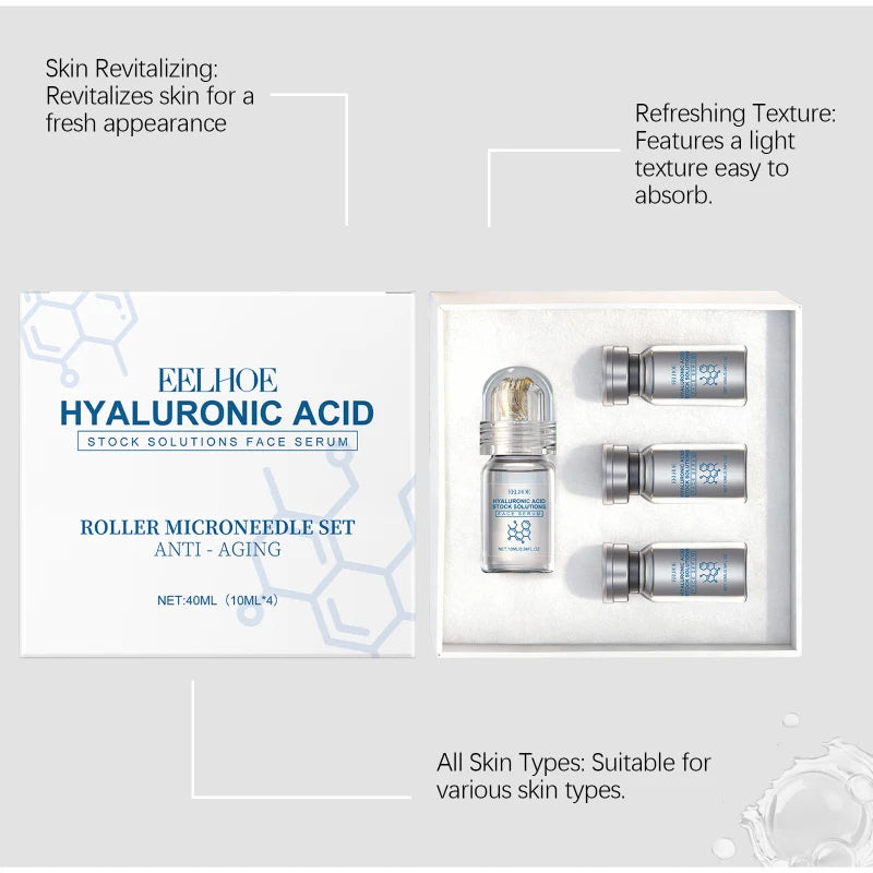 Deeply Hydrating Korean Facial Essence Set Hyaluronic Acid Microneedle Roller Skin Care Easily Absorbed Moisturizing Essence