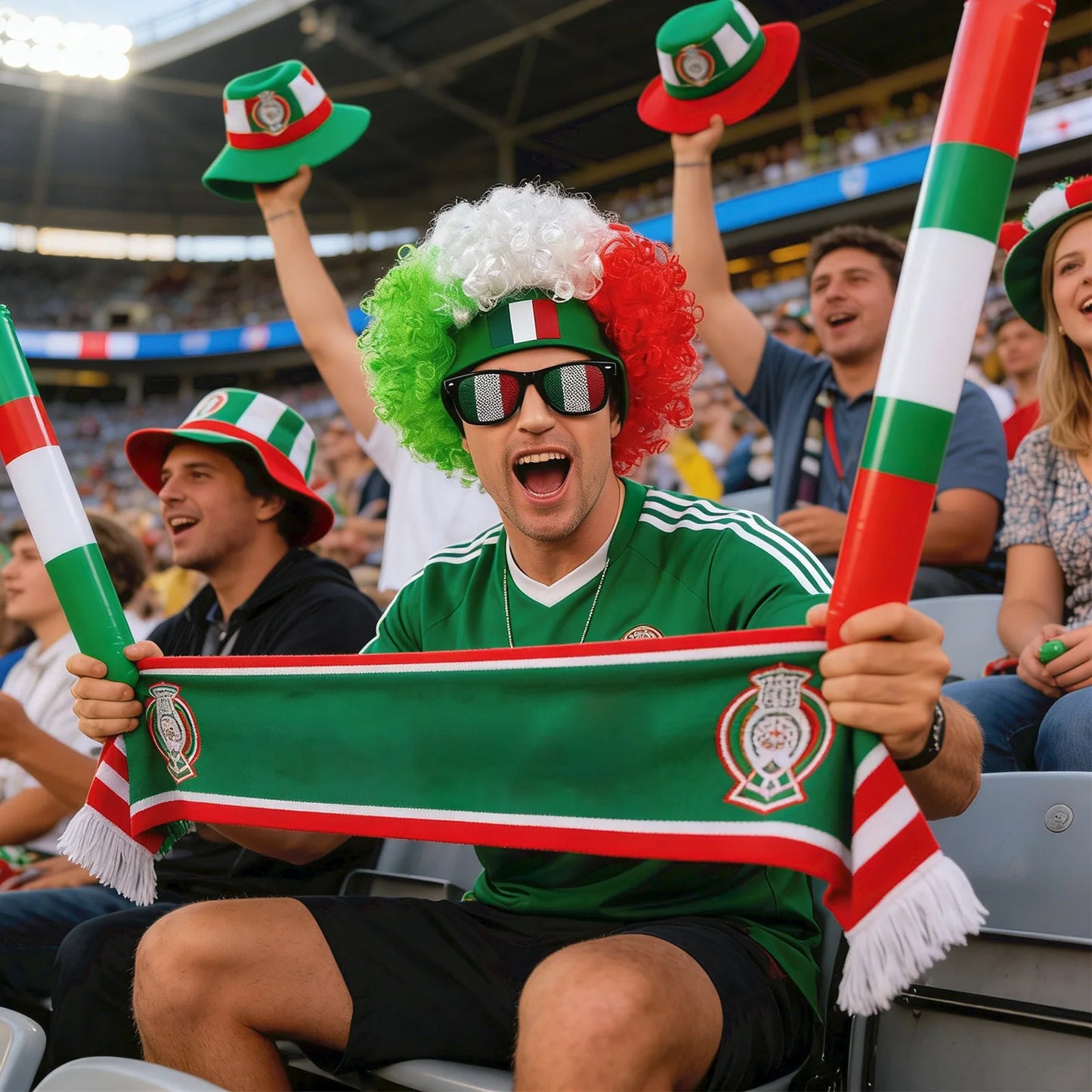 Football Fans Wig Hat Set 2026 - طقم قبعة وباروكة مشجعي كرة القدم 2026