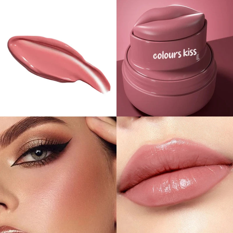 Lip And Cheek 2-in-1 Balm, Round Jar High Gloss Moisturizing Lip Gloss Long-lasting Moisturizing Multicolor Cheek Cream