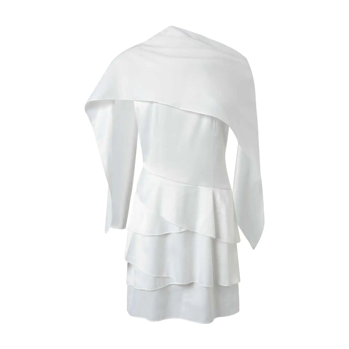 Elegant Satin Ribbons Cape Party Dress Women's Sexy Backless Solid Slim Ruffle Mini Dresses Female 2026 Evening Birthday Club Go