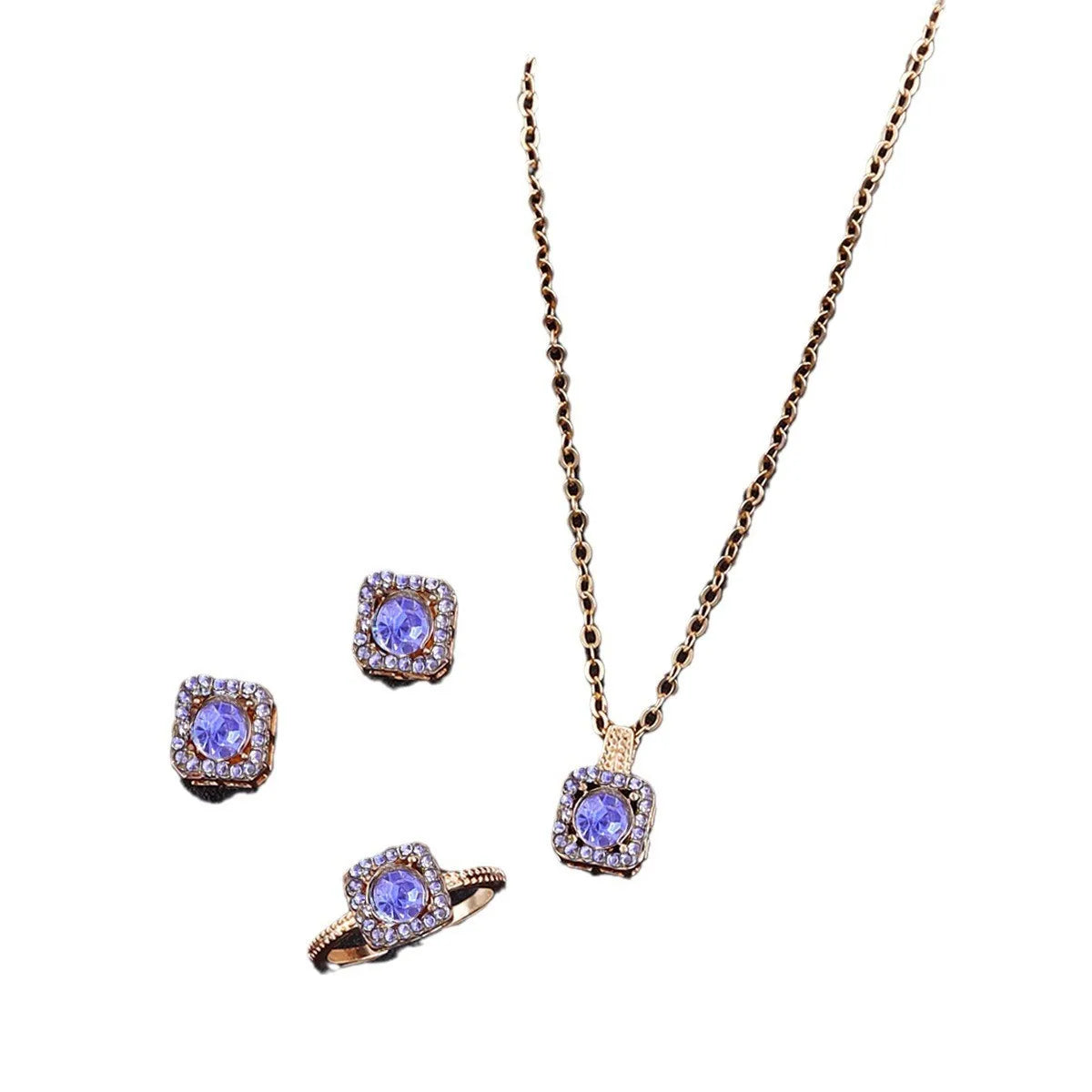 Luxury Cube Jewelry Set – Necklace, Earrings & Ring