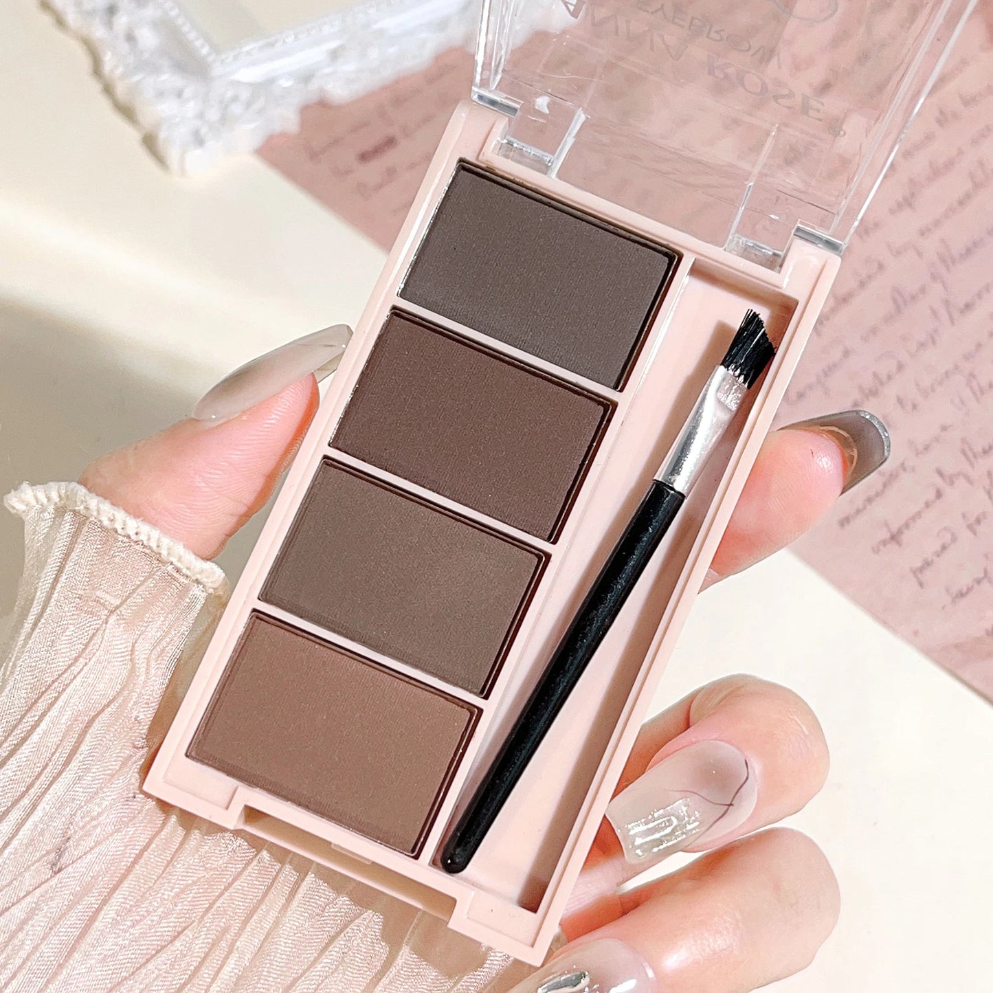 4-Color Eyebrow Powder Palette with Brush