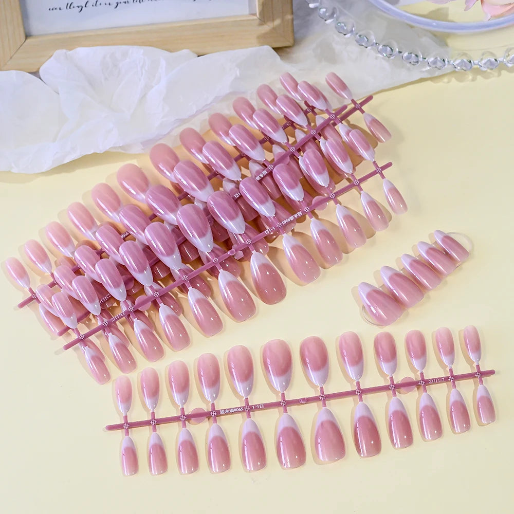 120Pcs Medium French Almond Press On Nails أظافر لاصقة فرنسية لوزية متوسطة – 120 قطعة