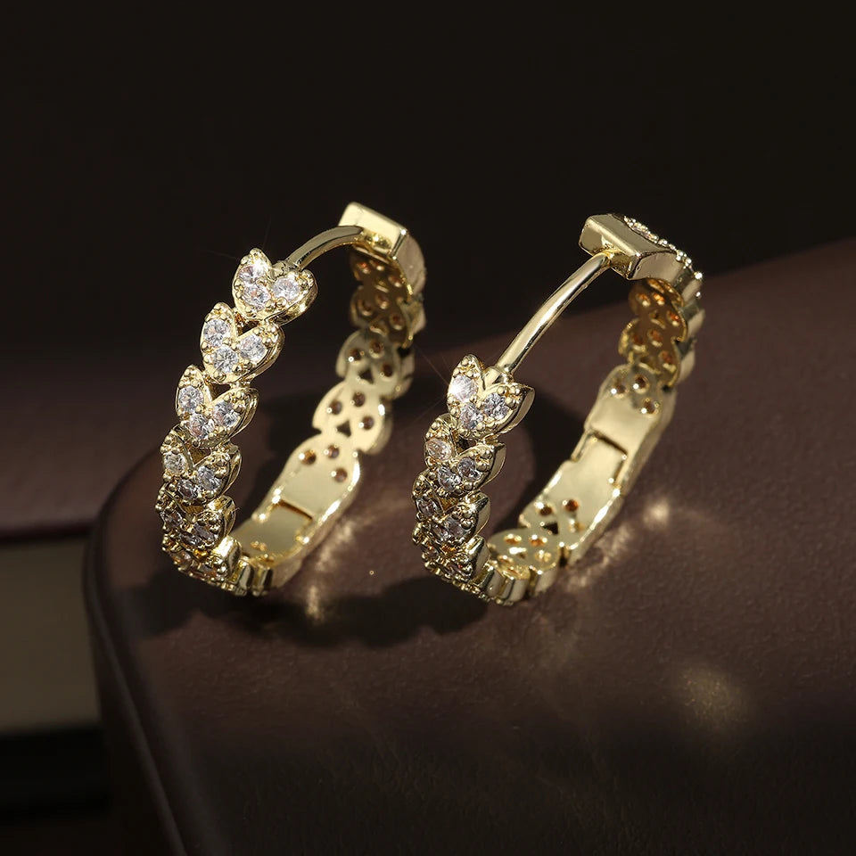 ZAKOL Elegant Micro Paved Zircon Big Hoop Earring for Women Luxury Bridal Wedding Engagement Party Jewelry