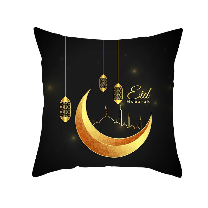 2026 Ramadan Islamic Pillow Cover – Moon & Mosque Design (45×45 cm)