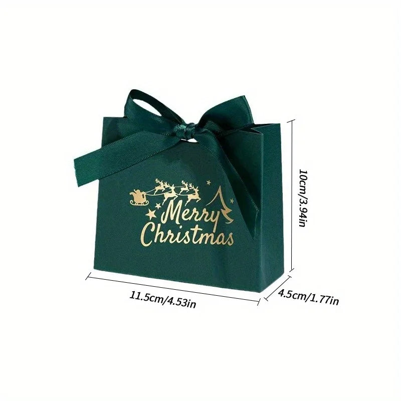 12pcs Elegant Christmas Gift Bags - Deep Brown,with Merry Christmas Script - Festive Packaging for Presents,Party Decorations