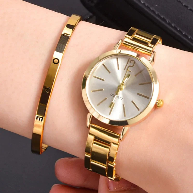 Watch Luxury Women Simple Dial Hollow Strap Fashion Gold Bracelet Quartz Wristwatch Student Ladies Watches Reloj Mujer