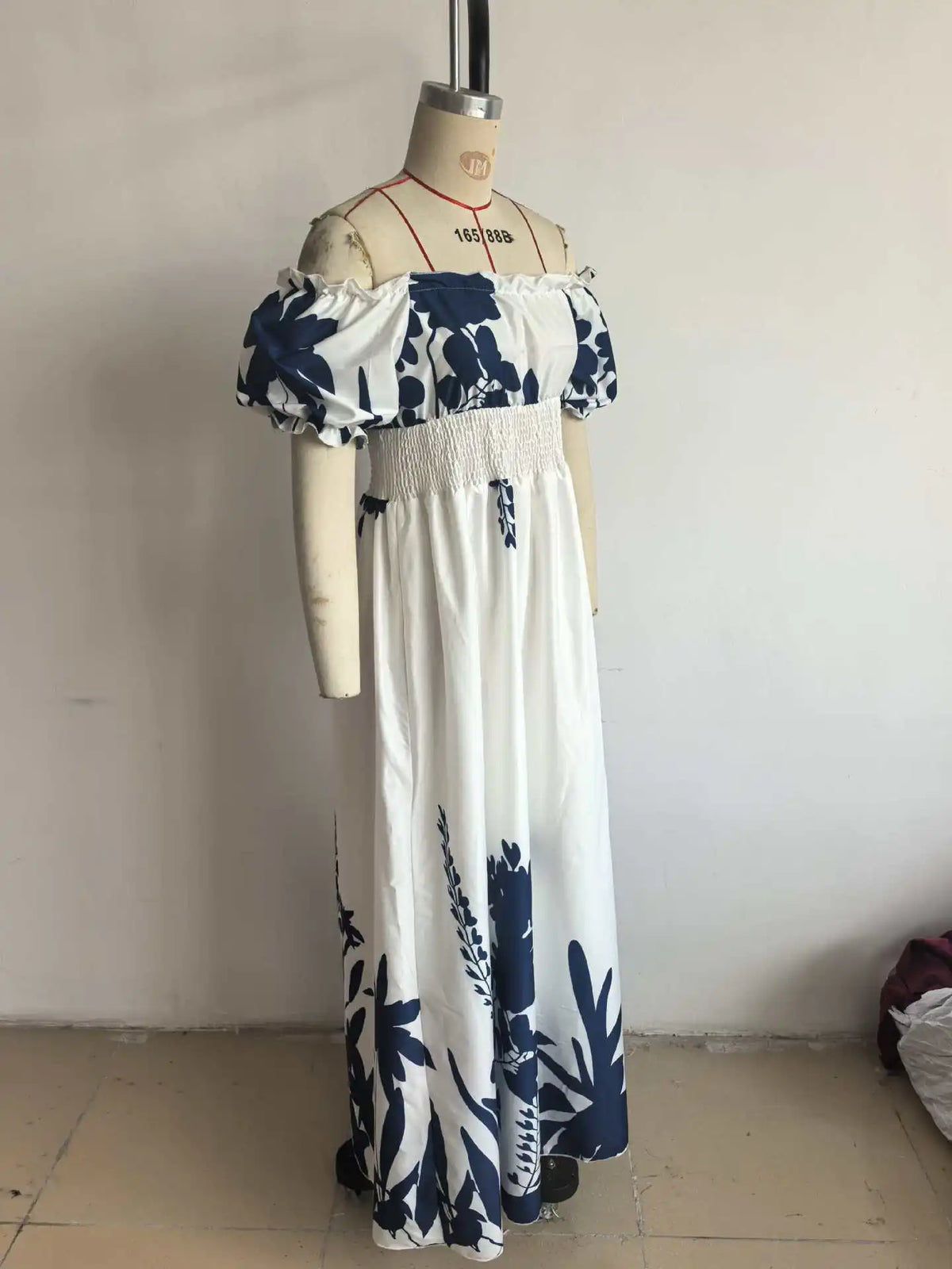 BKLD Women Clothing Summer Floral Print Dress Short Sleeve Square Collar Beach Holiday Outfits Waist Ruched Long Dresses Party