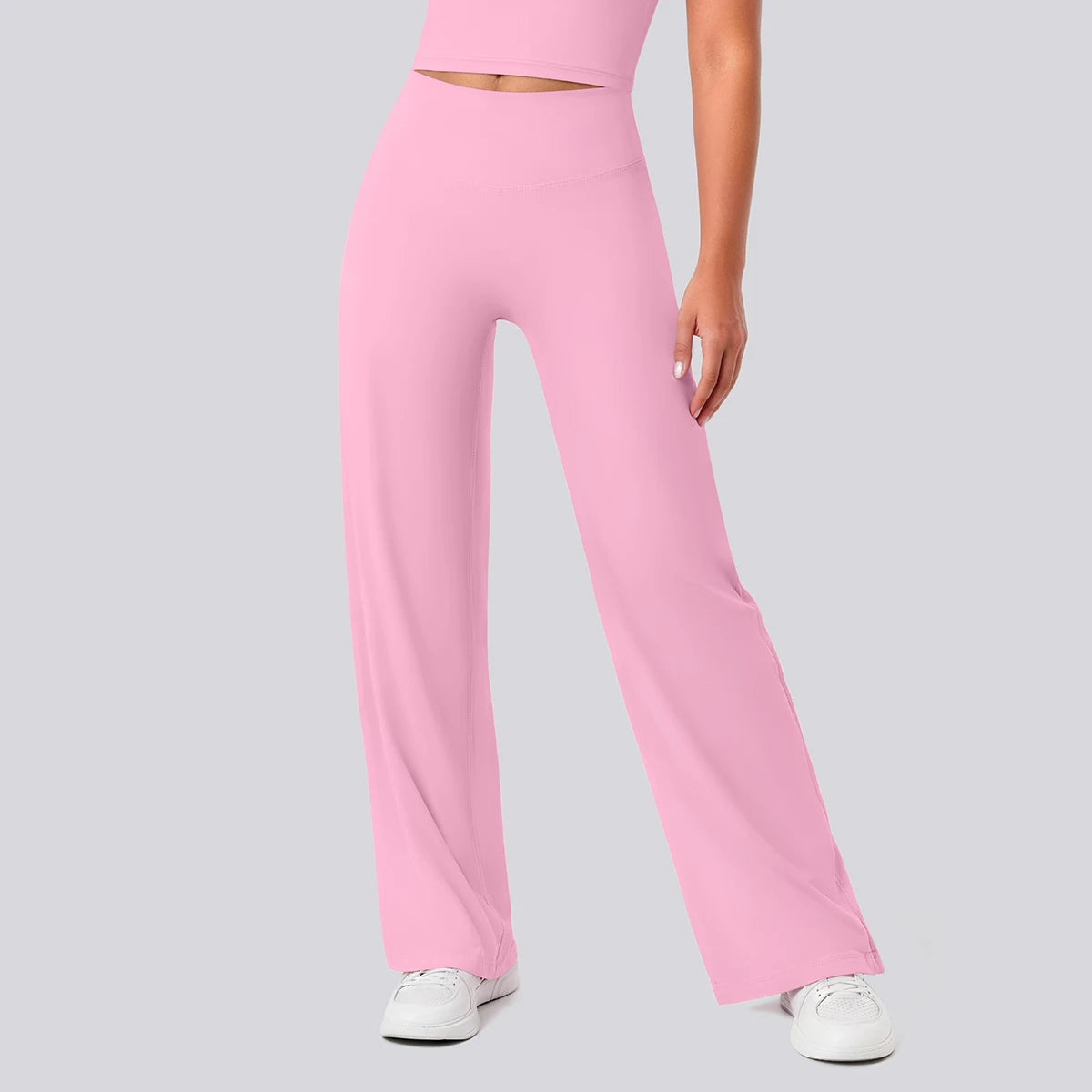Rooftrellen Women's Sports Pants Bell-bottoms High Waisted Gym Loose Wide Leg Pants Solid Color Thin Fitness Sports Female Pants