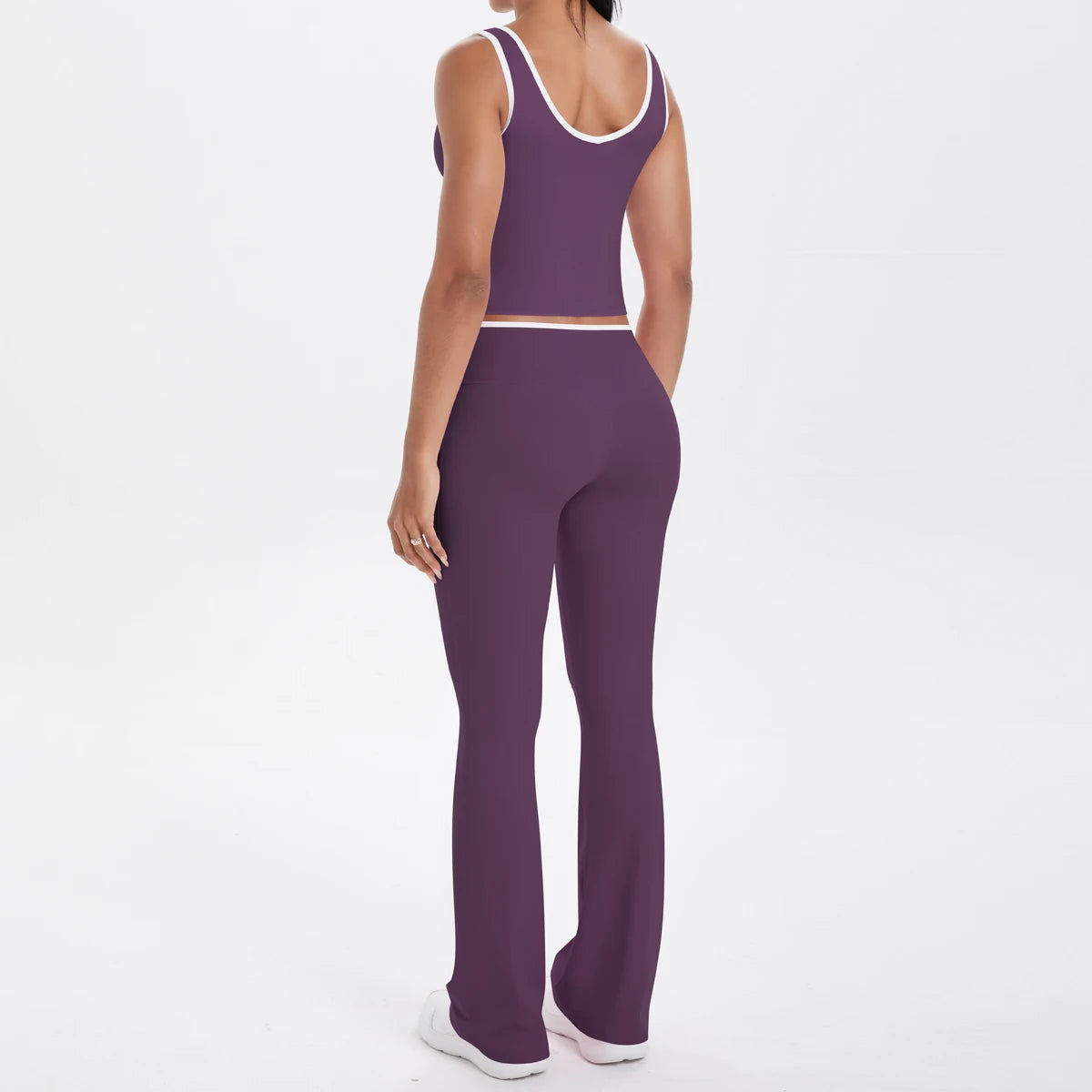 Autumn Women's Yoga Set U-neck Vest High Waist Cross Wide Leg Pants Set Tight Fitting Seamless Elastic Sportswear